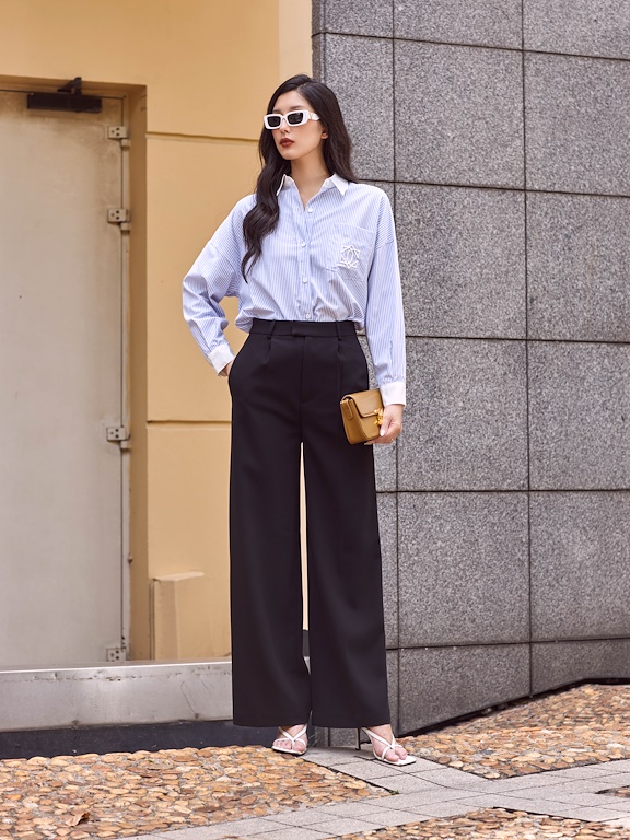 Quần dài ống suông đứng cạp cơ bản