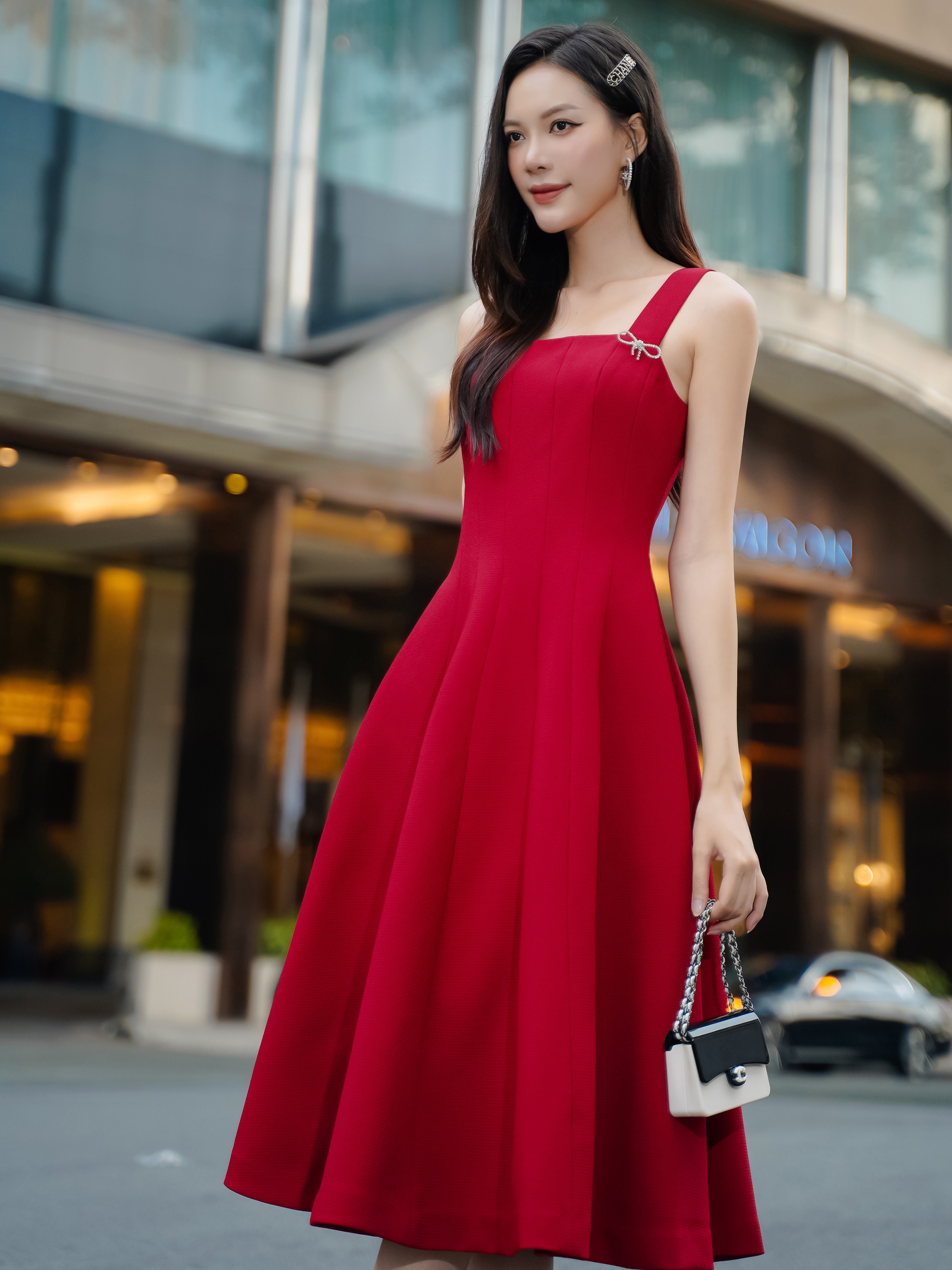Váy maxi 2 dây hoa nhí phối màu hồng chủ đạo | Váy Đầm