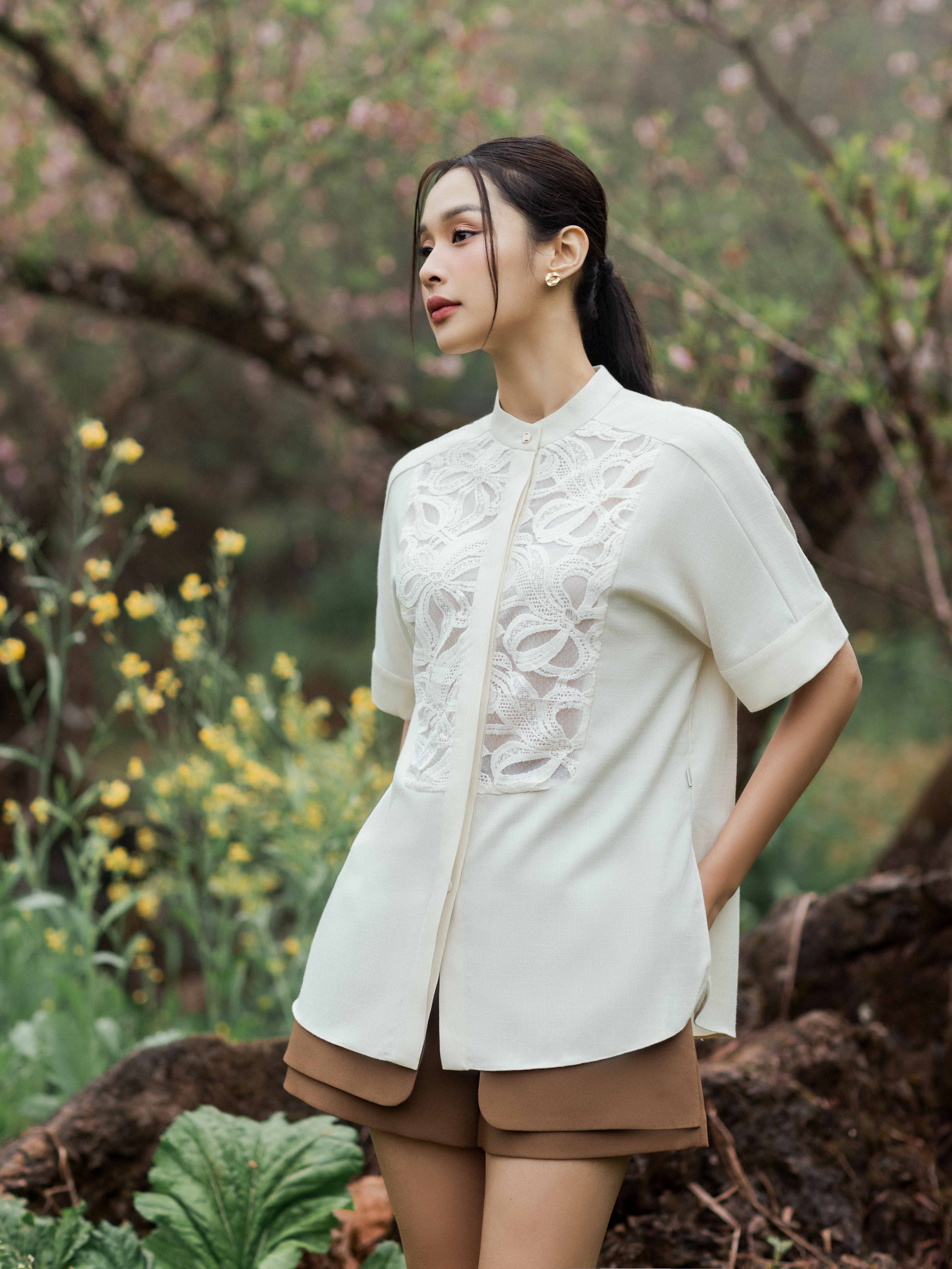 Áo sơ mi Cẩm Chướng phối Zen ngực
