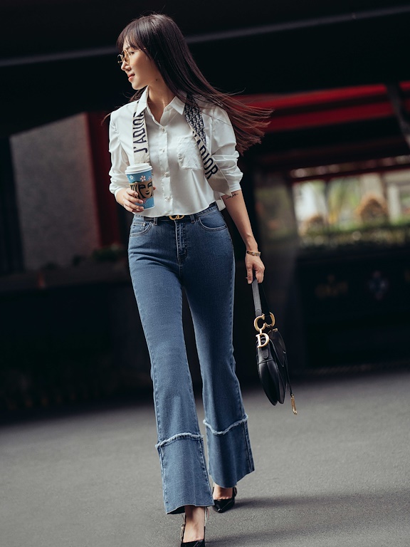 Quần Jean cạp cao 2 túi trước