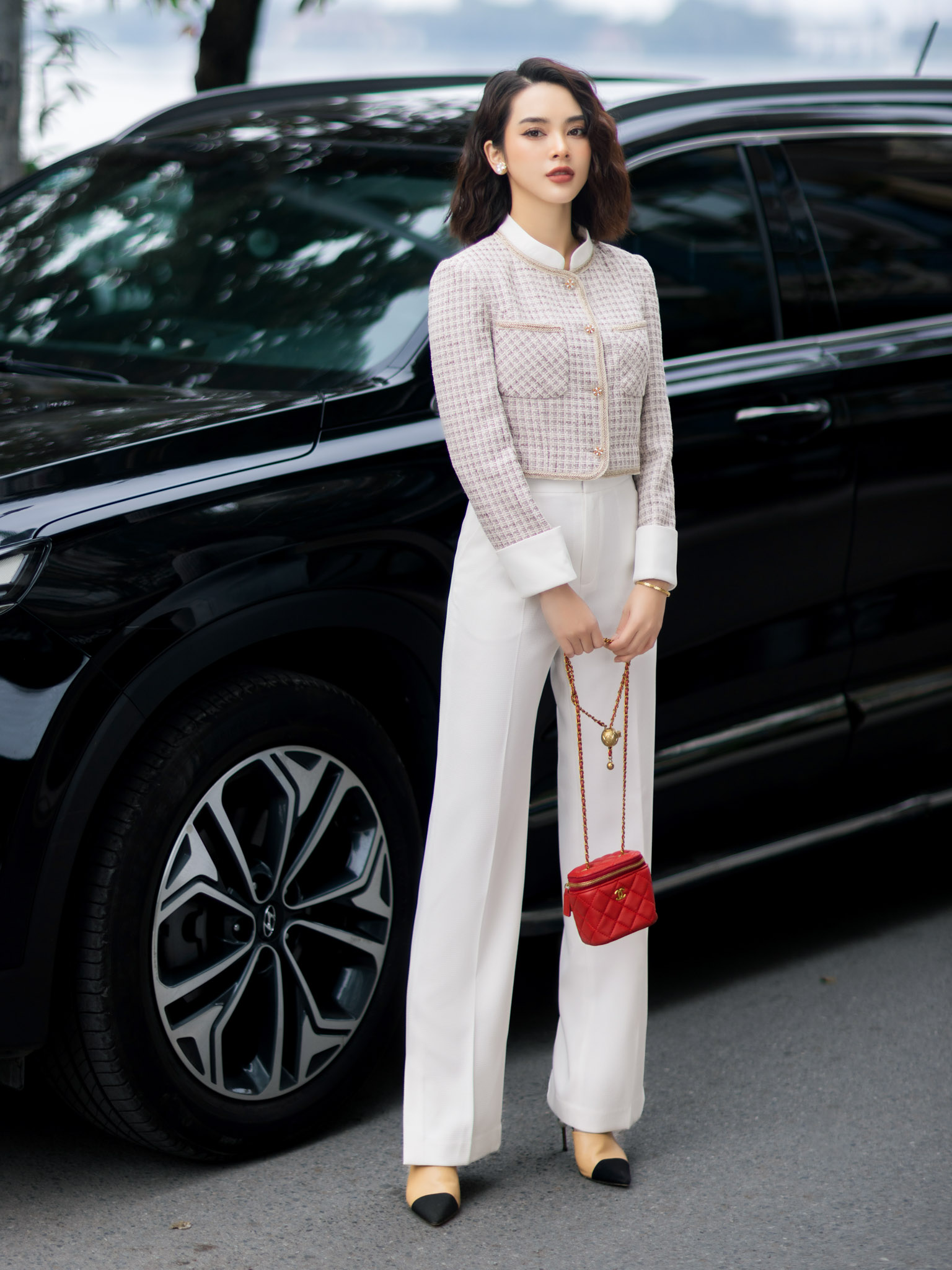 Áo khoác Croptop đè dây phối cổ đứng