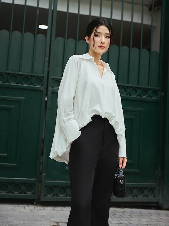 Áo cổ đức bo rúm gấu
