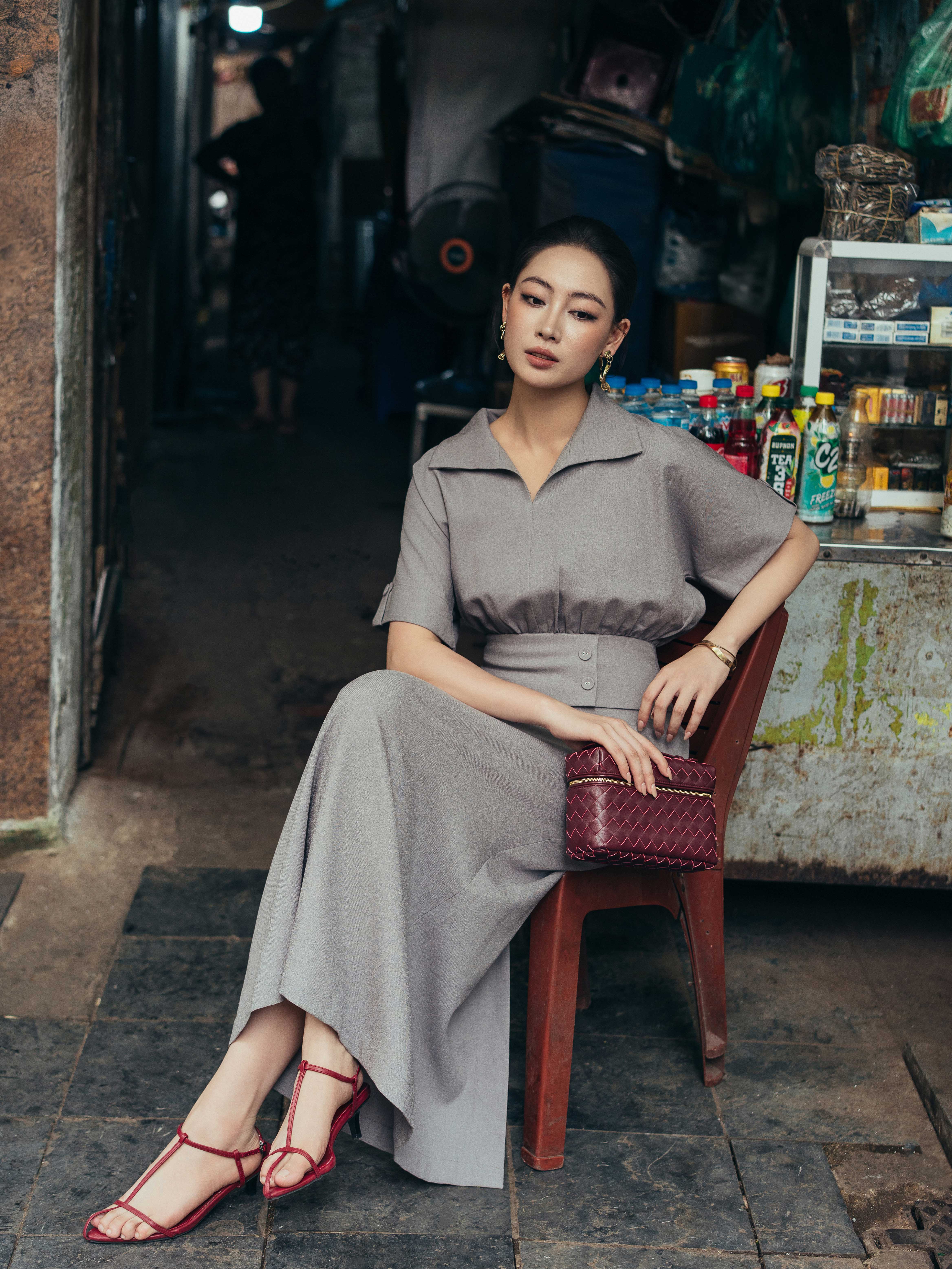 Váy cộc tay can nhún eo