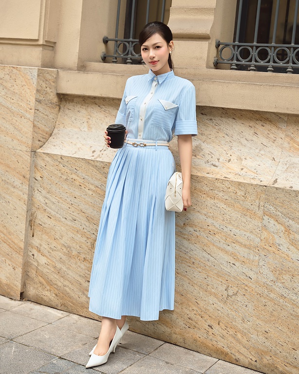Chân váy kẻ xòe xếp ly_A.1-2960