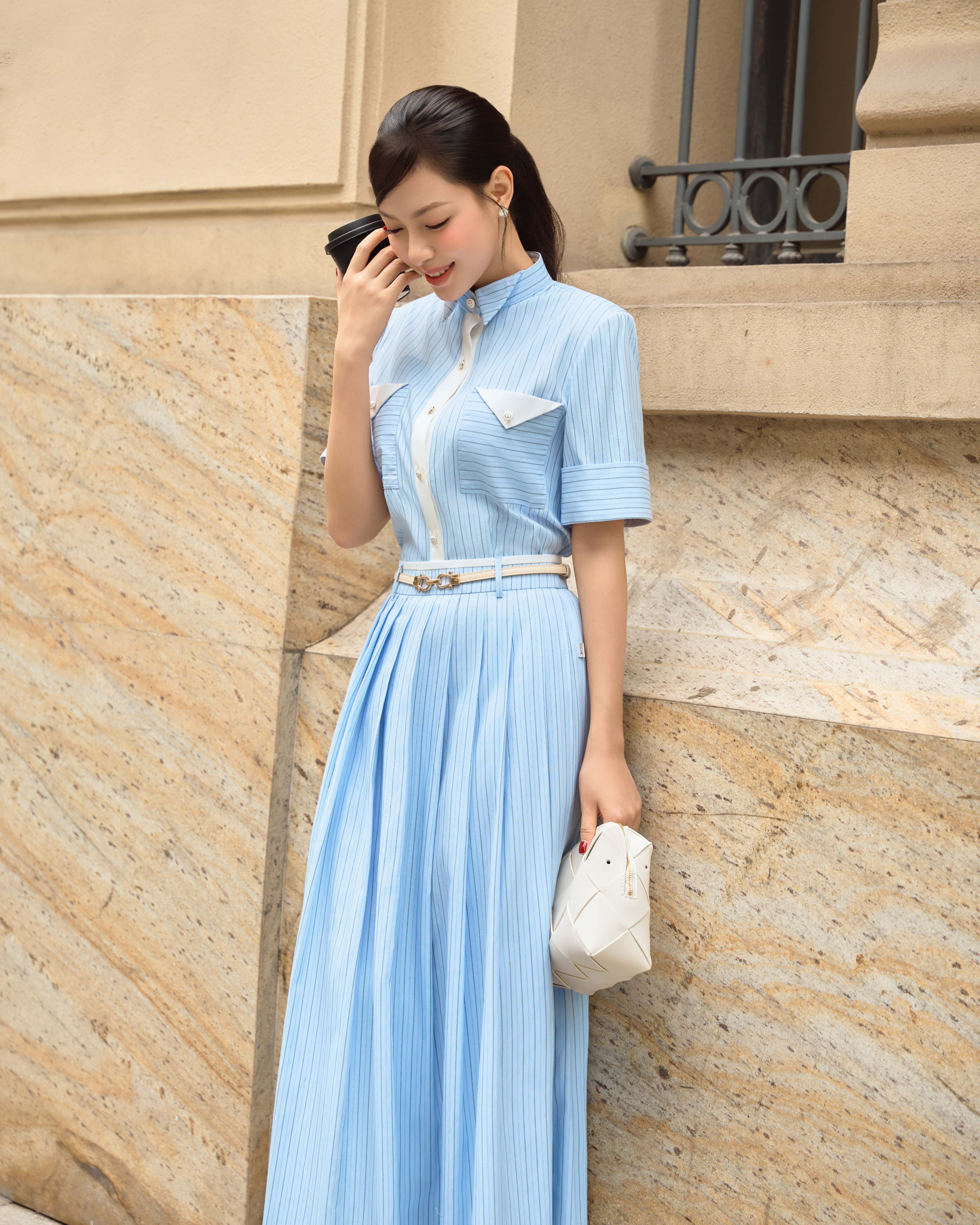 Chân váy kẻ xòe xếp ly_A.1-2960