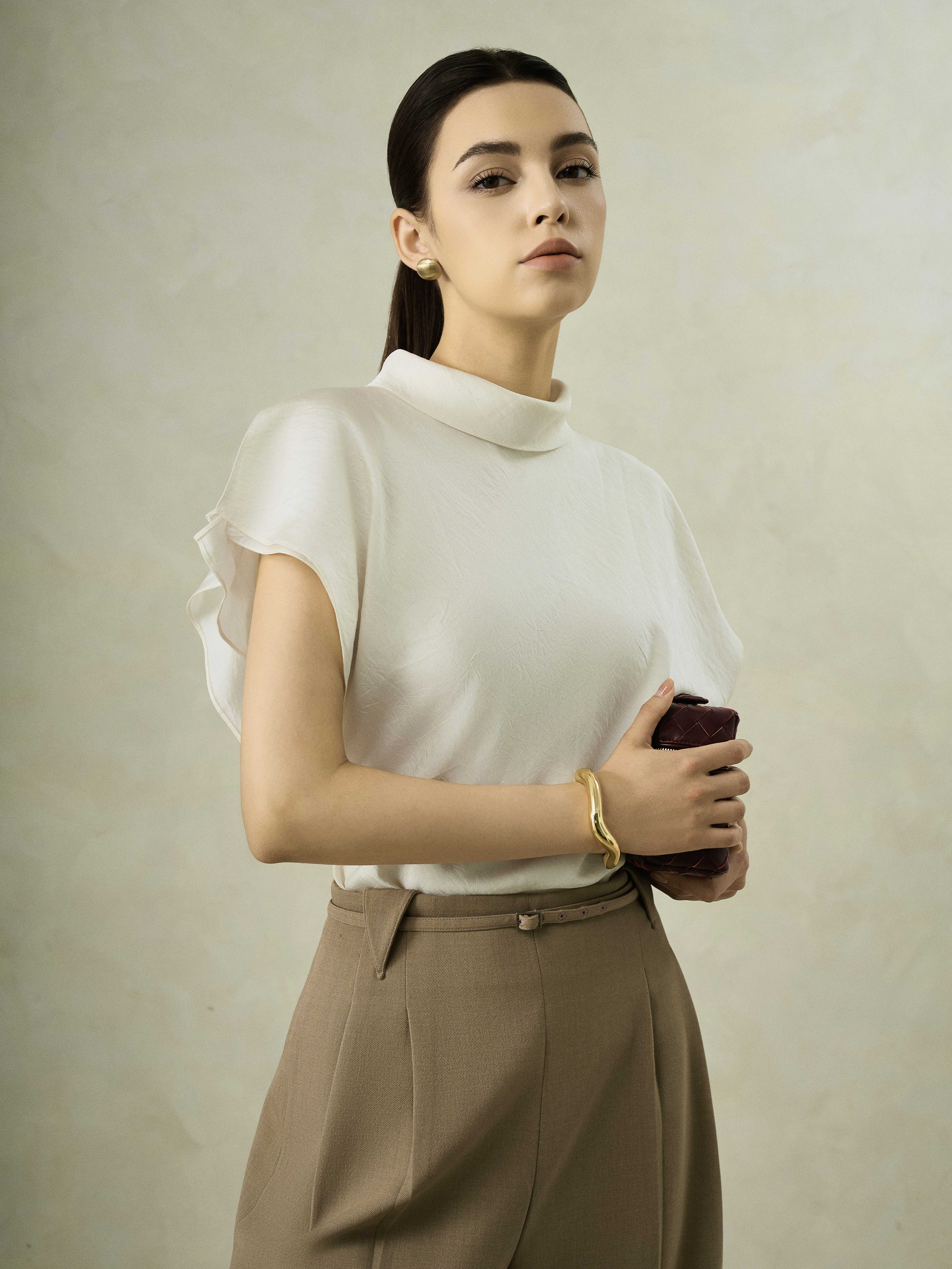 Áo tay liền cổ gập 4cm