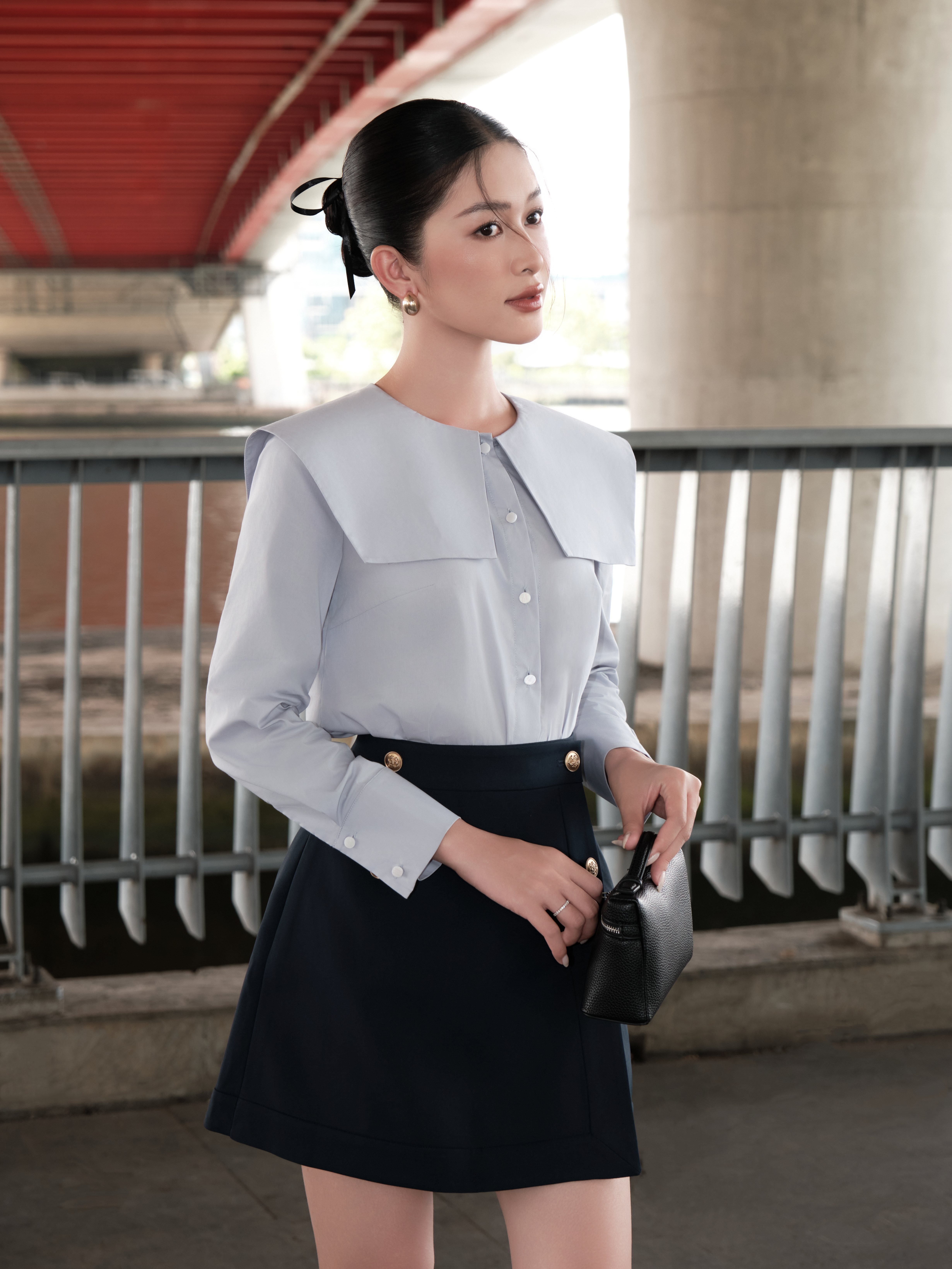 Áo sơ mi dài tay thêu túi ngực
