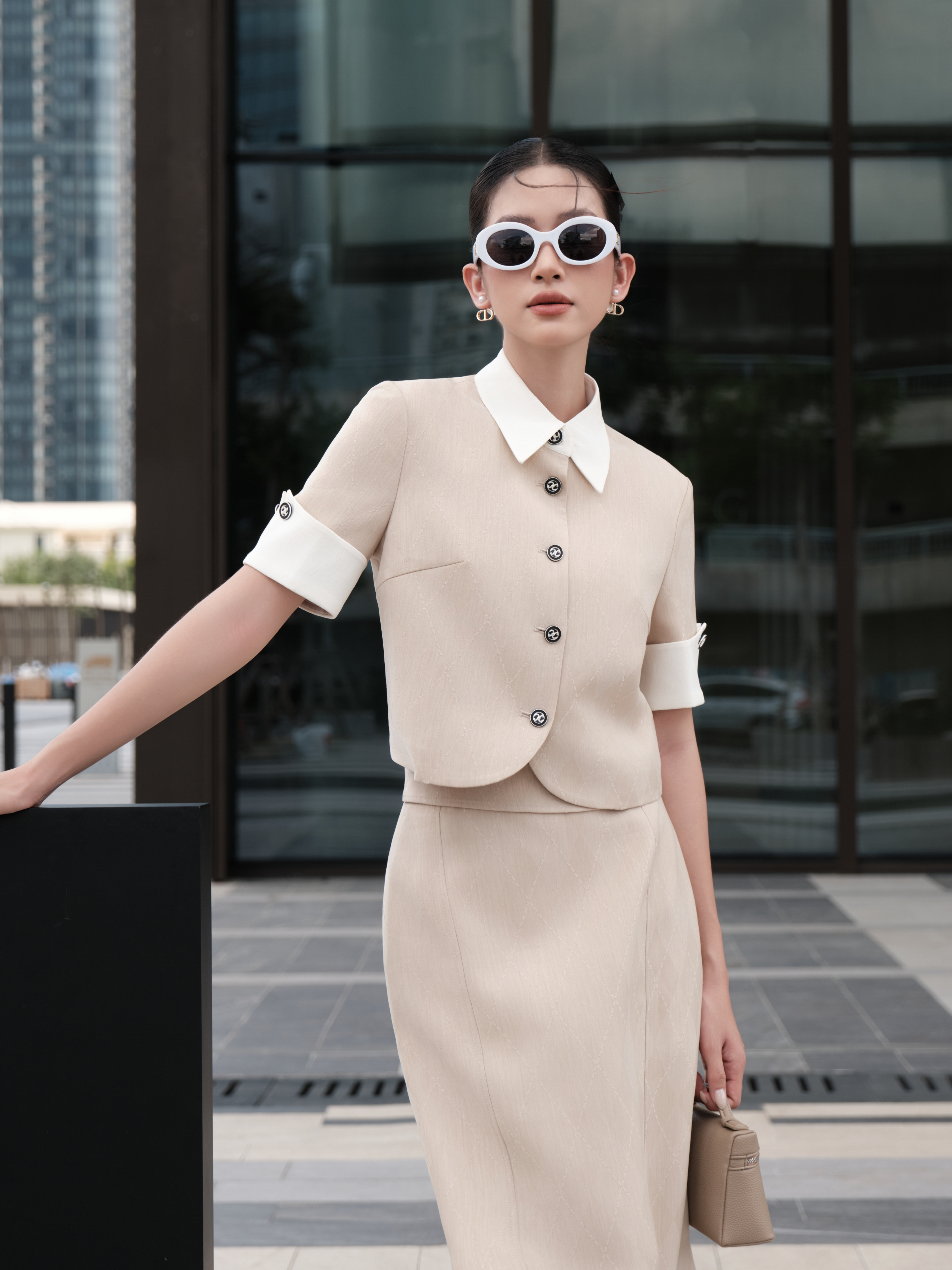 Áo sơ mi cộc tay phối tay cổ_CV.2-1066
