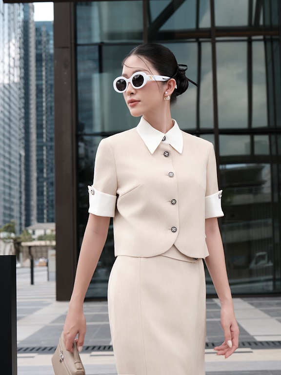 Áo sơ mi cộc tay phối tay cổ_CV.2-1066