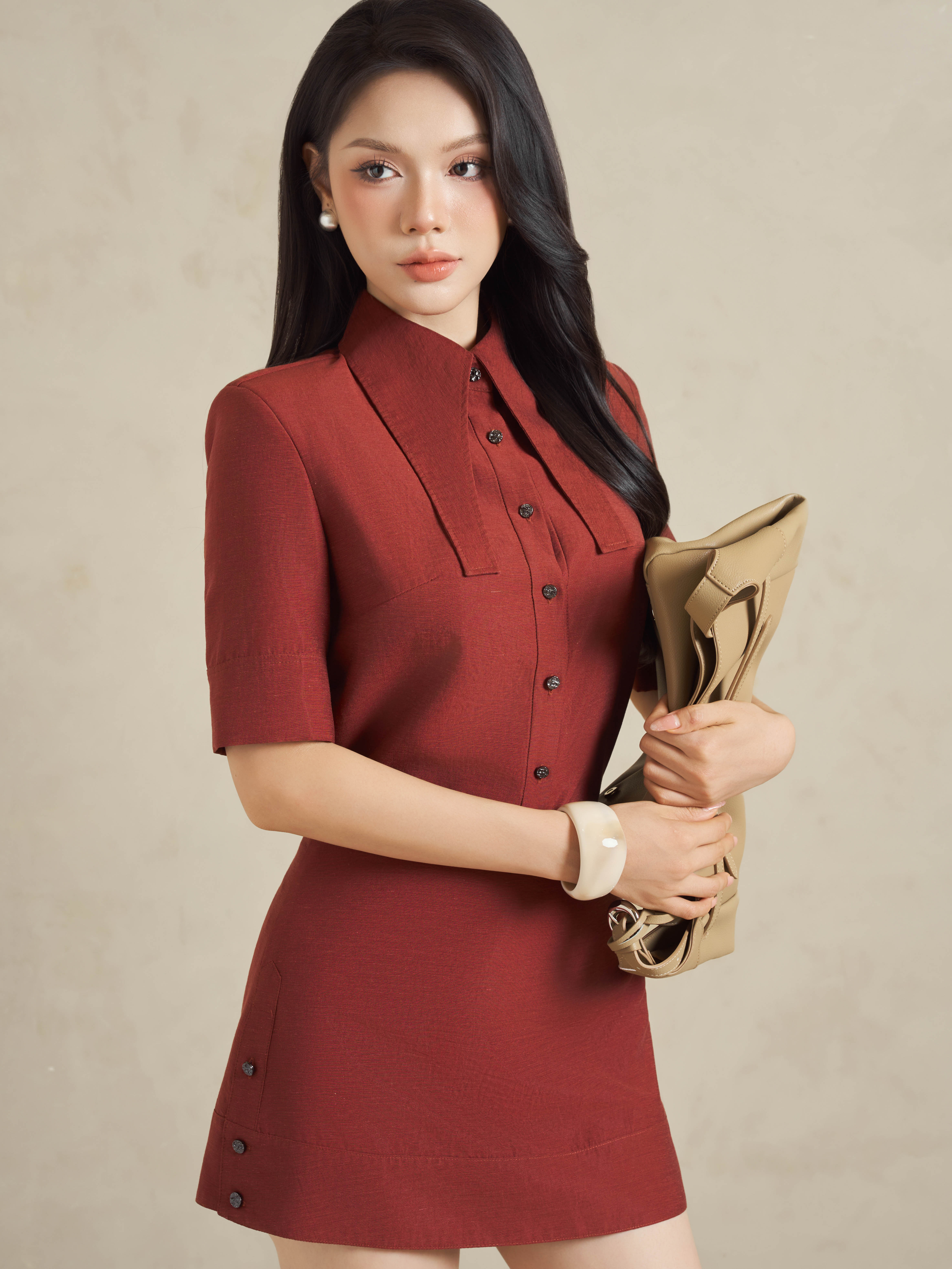 Áo sơ mi tay cộc cổ sơ mi cách điệu_CV.1-1041