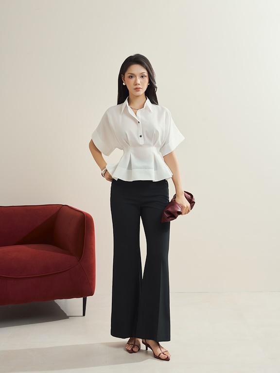 Quần ống loe cài cúc hông 2 bên