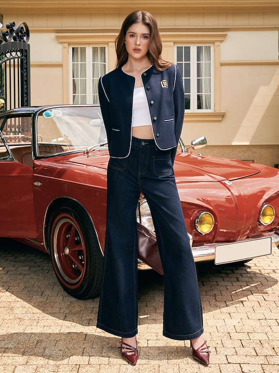 Quần Jean ống suông đứng gấu 3cm-DC01