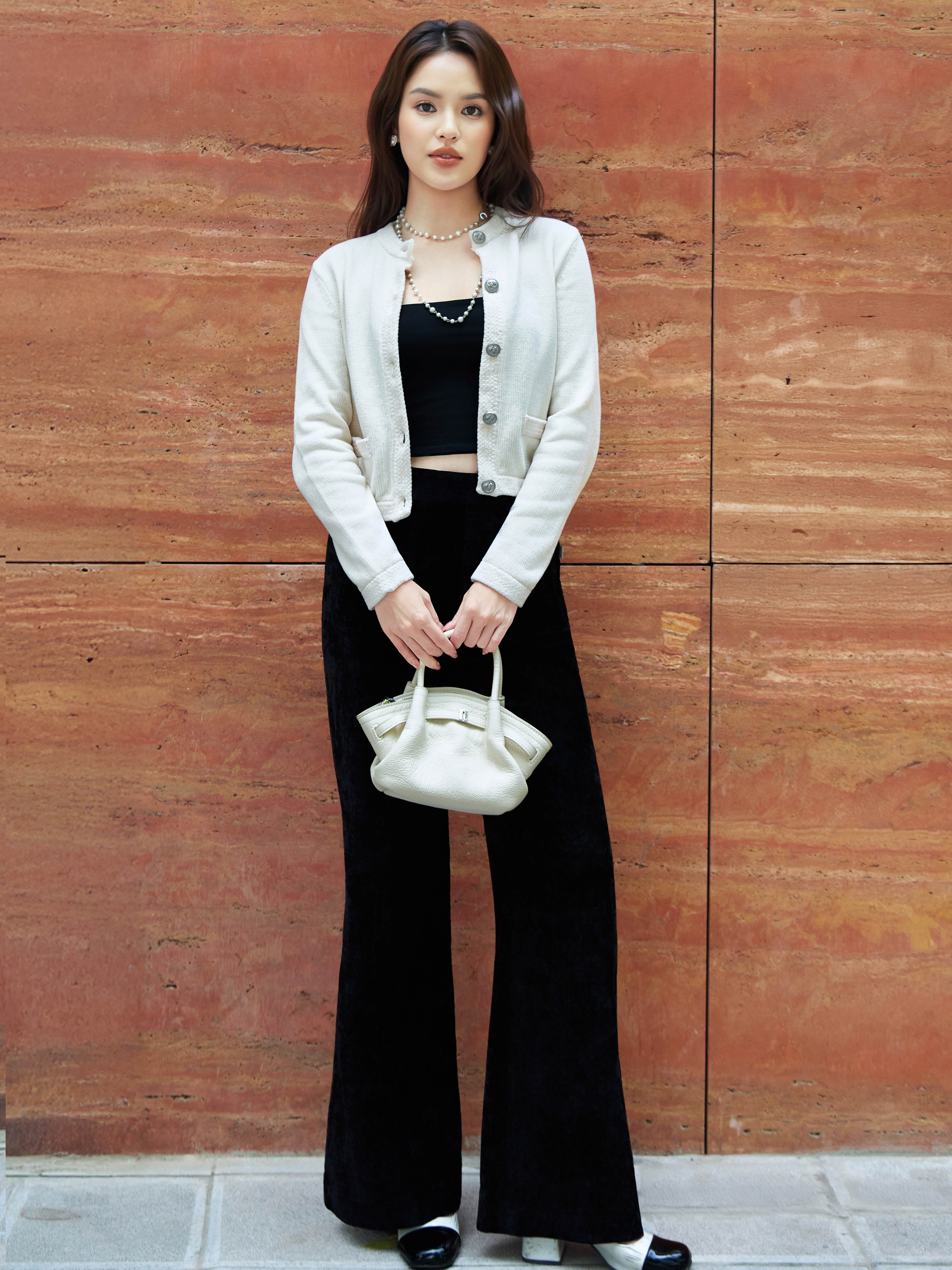 Quần nhung loang ống đứng