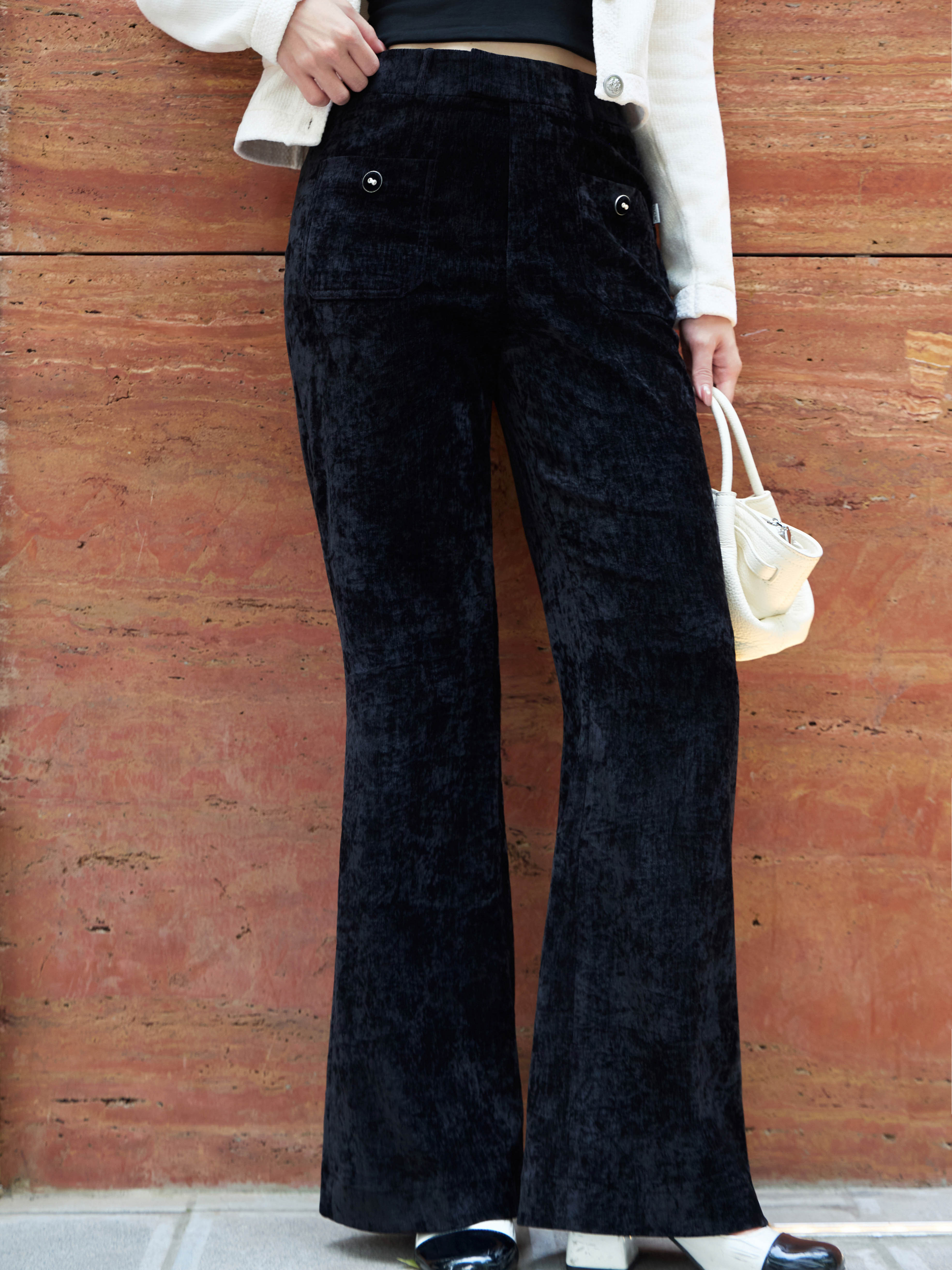 Quần nhung loang ống đứng