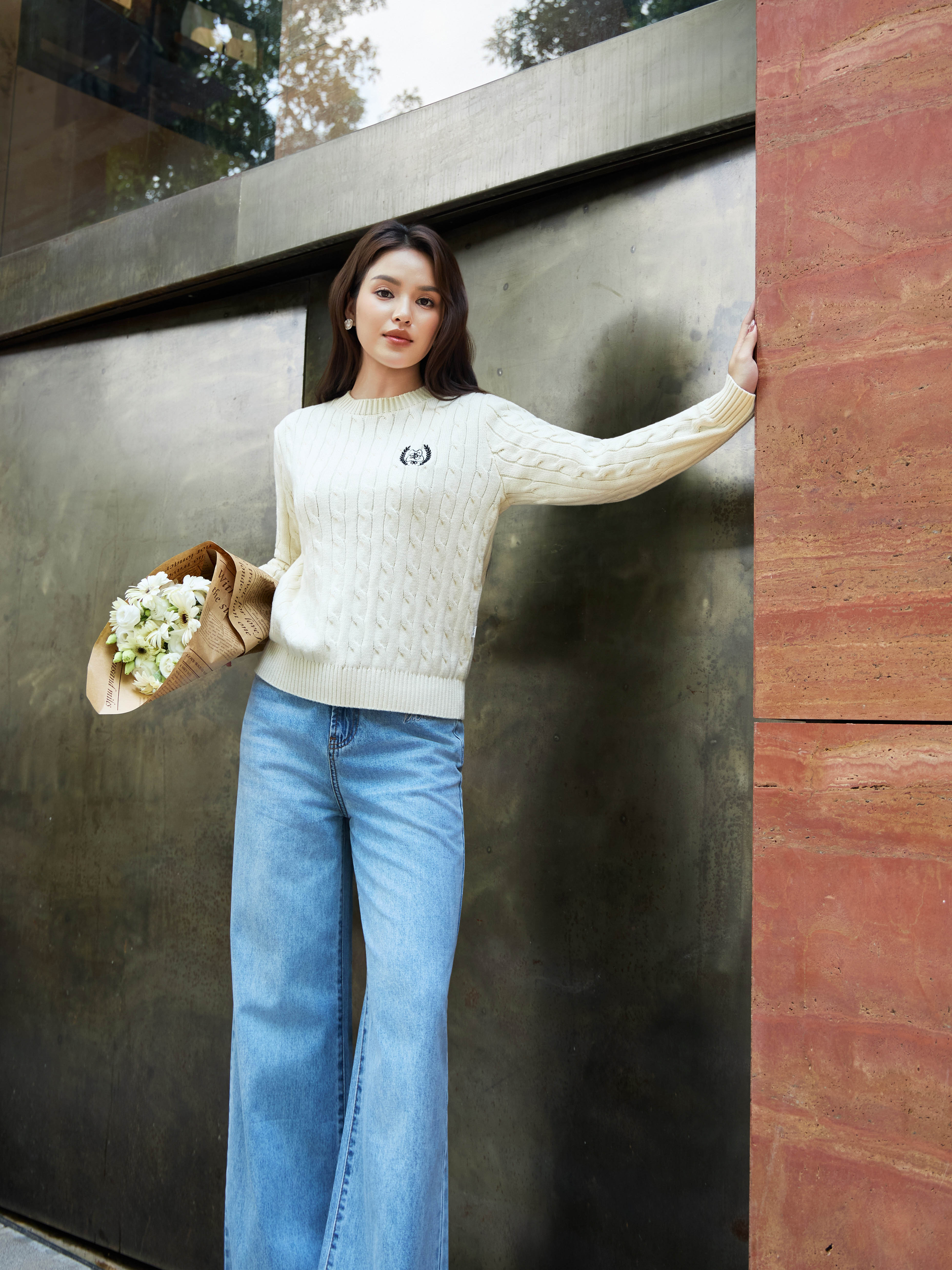 Quần Jean ống suông gấu tua-DC12