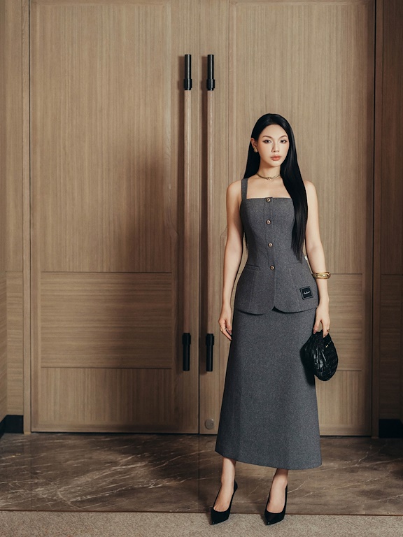 Chân váy Midi cạp dời_A.2-3185