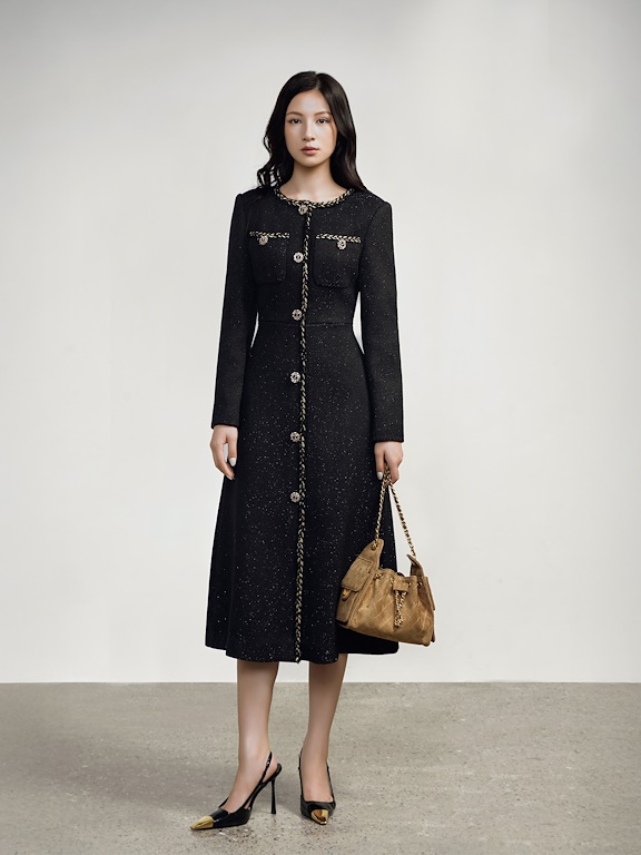 Váy cổ tròn dáng A phối dây zen