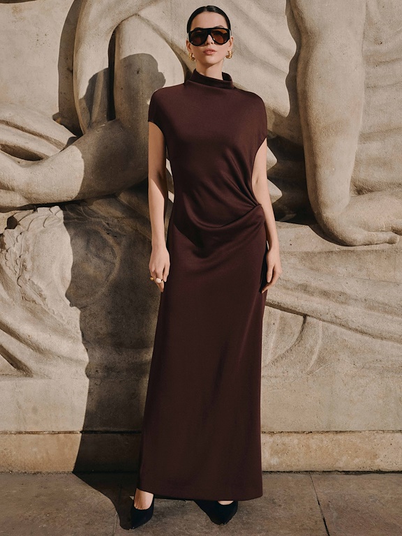 Váy thun tay liền cổ cao