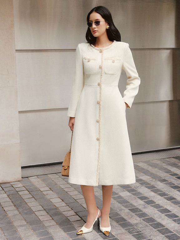 Váy cổ tròn dáng A phối dây zen