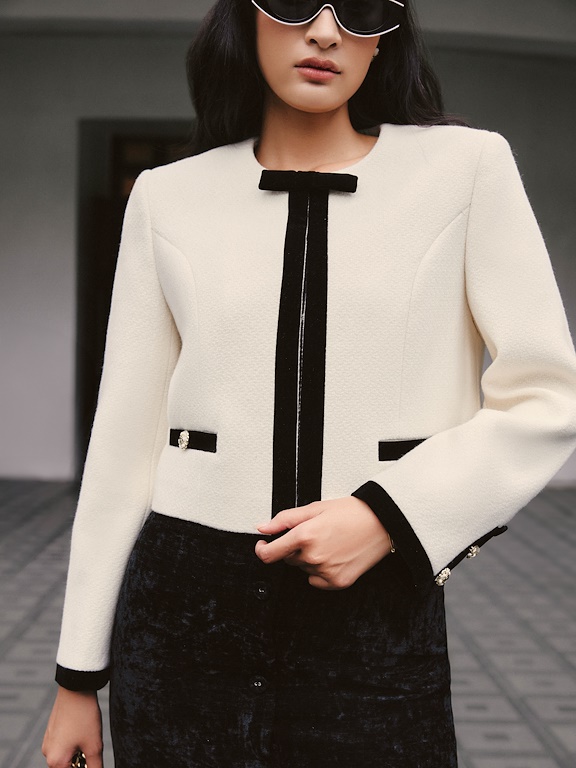 Áo tweet dáng lửng nơ cổ