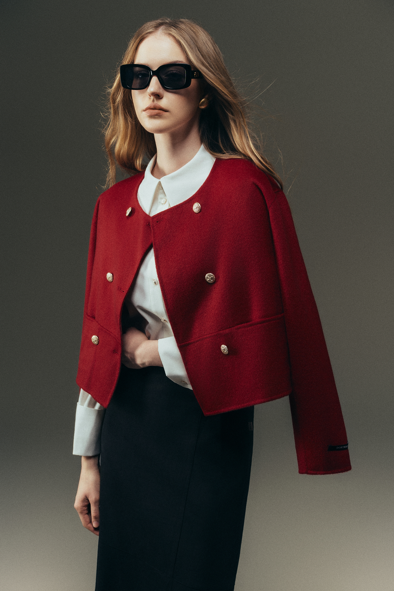 Áo dạ Handmade 2 hàng cúc dáng ngắn