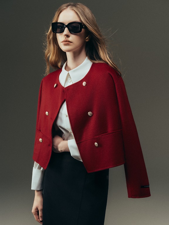 Áo dạ Handmade 2 hàng cúc dáng ngắn