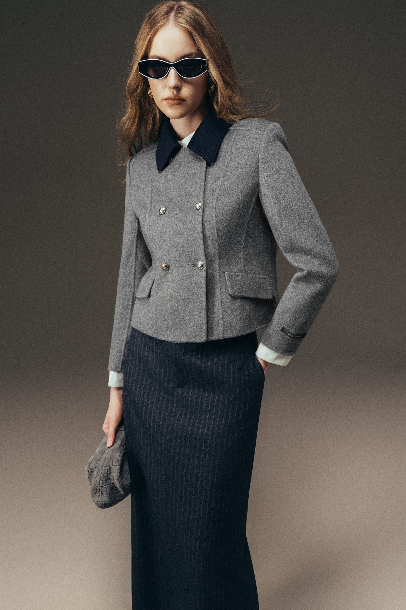 Áo dạ handmade dáng ngắn phối cổ