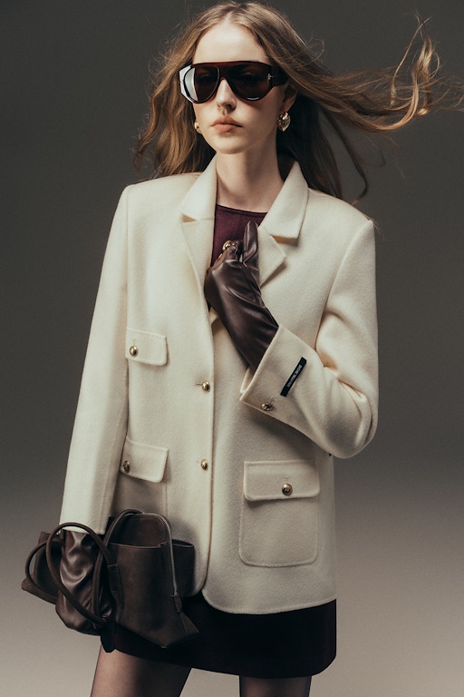 Áo dạ handmade cổ 2 ve 2 túi ốp trước