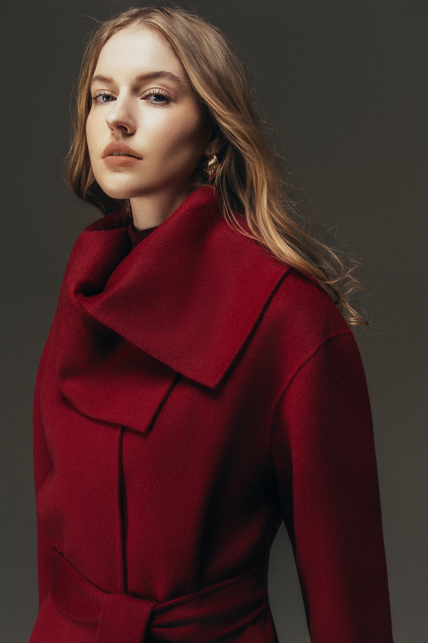 Áo dạ handmade dáng trendcoat cổ khăn