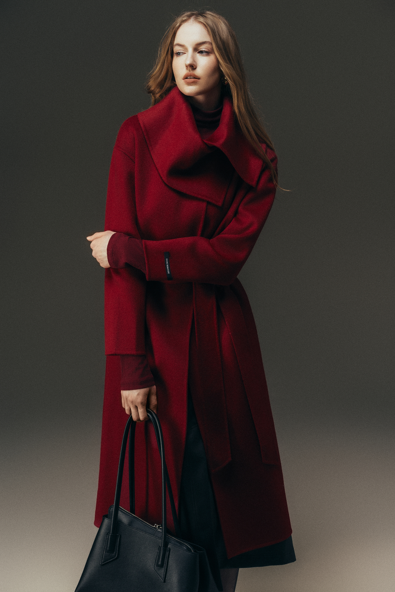 Áo dạ handmade dáng trendcoat cổ khăn