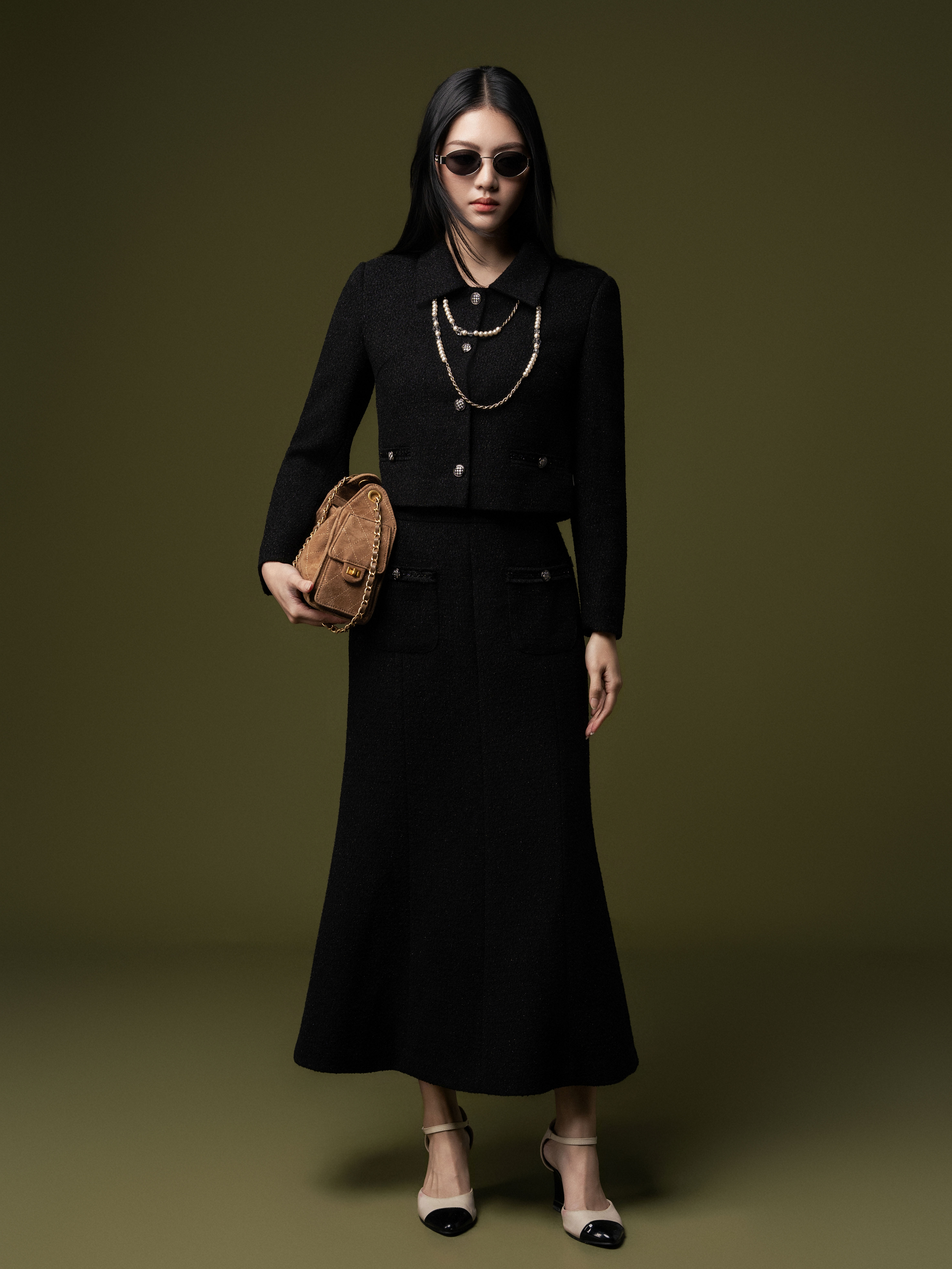 Áo dạ tweed cổ bẻ phối viền túi_CV.5-1115