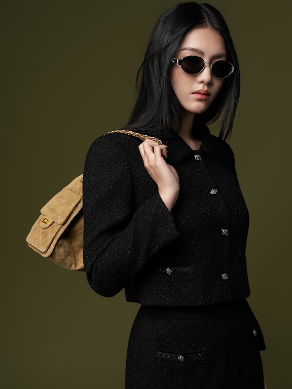 Áo dạ tweed cổ bẻ phối viền túi_CV.5-1115