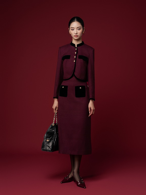 Chân váy midi phối 2 túi ốp trước_AV.1-938