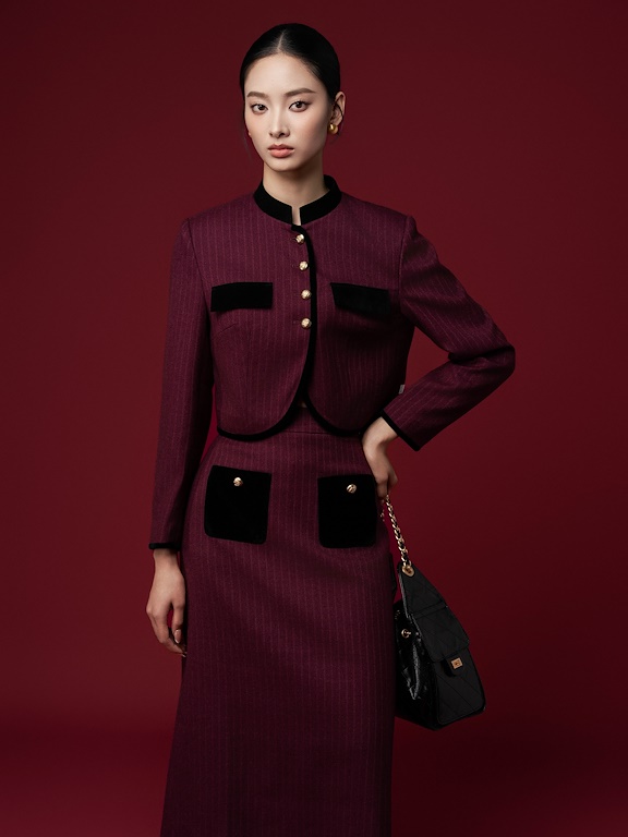 Áo vest cổ tàu phối cổ + 2 nắp túi ngực_CV.2-1146