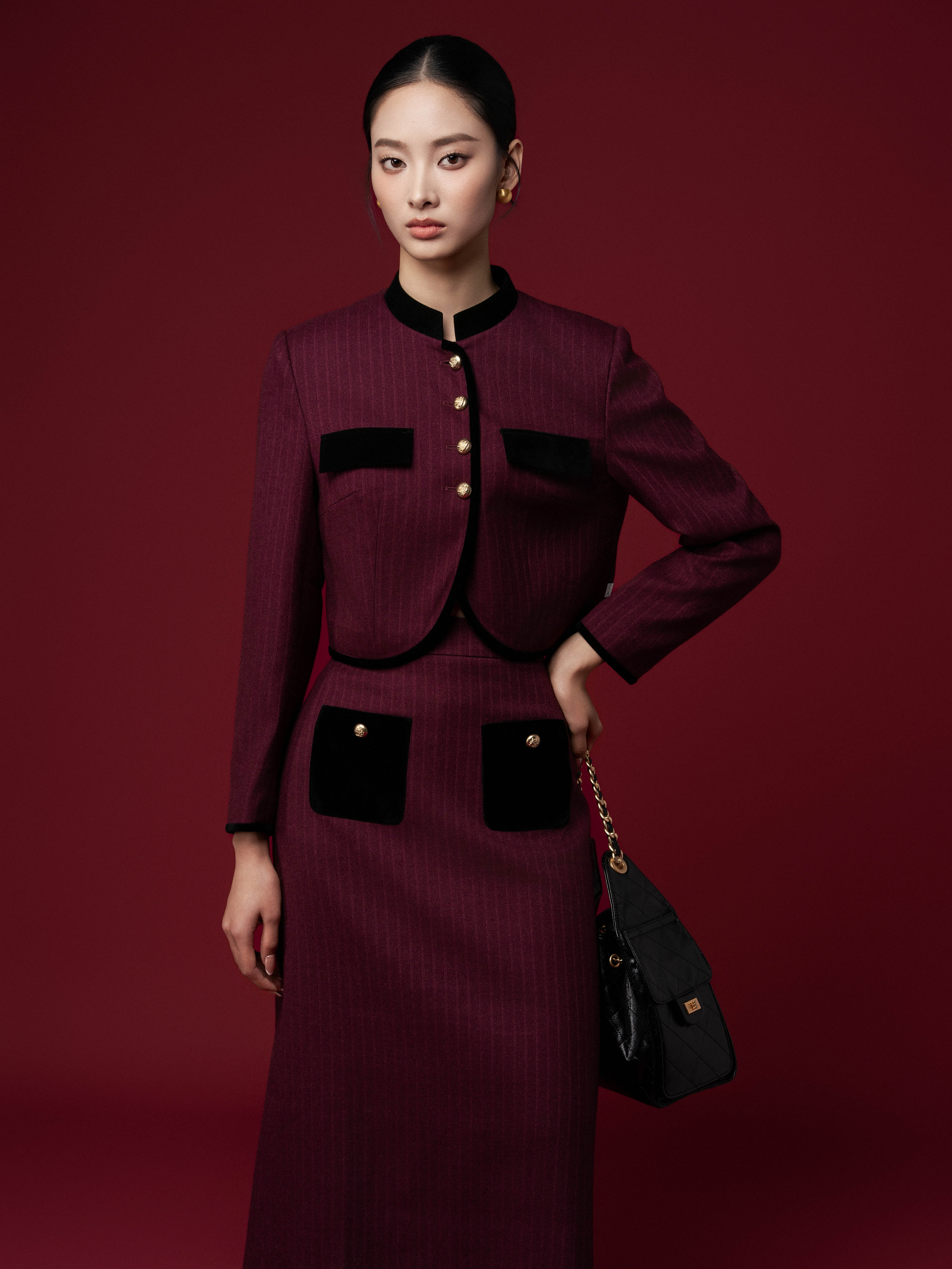 Chân váy midi phối 2 túi ốp trước_AV.1-938