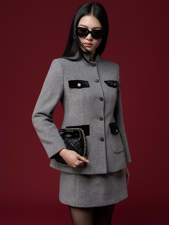 Áo vest cổ tàu phối nắp túi_CV.1-1180