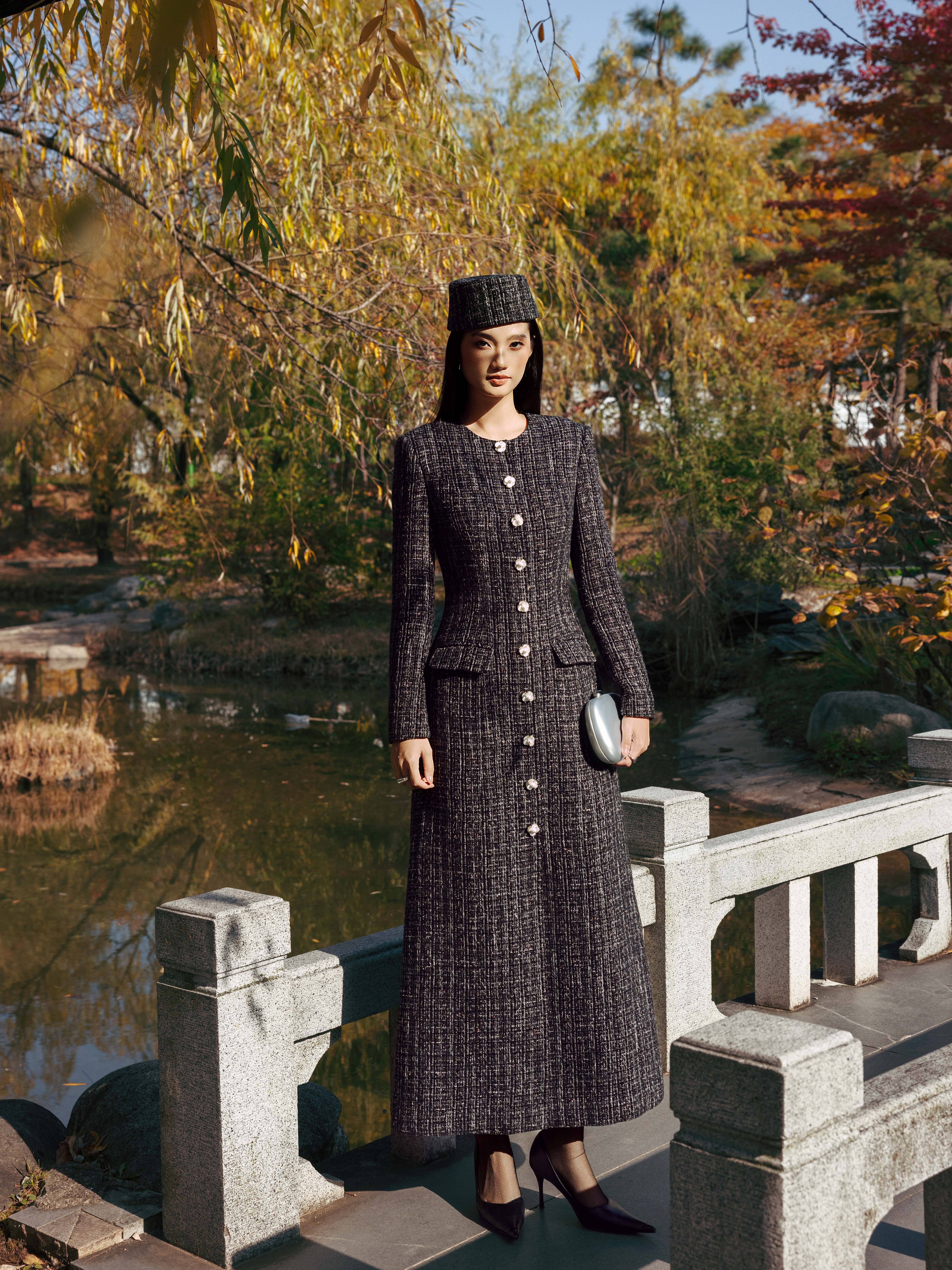 Váy tweed basic dáng dài