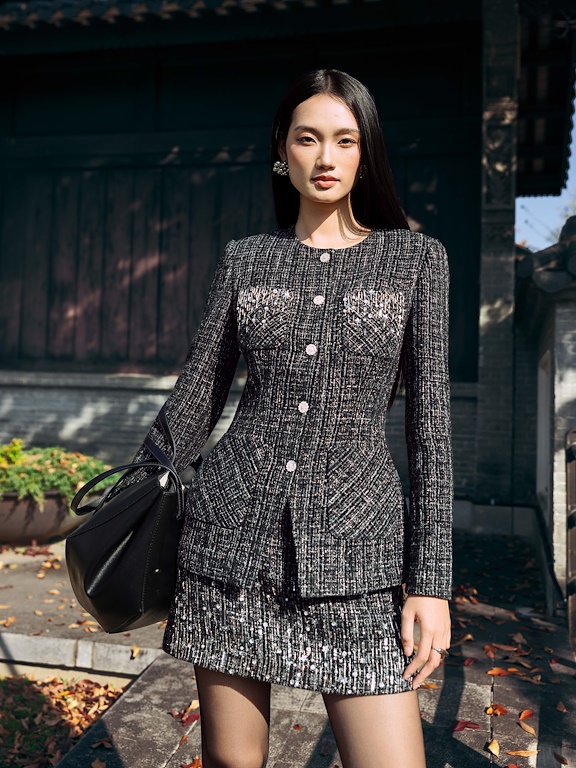 Áo vest cổ tròn túi ốp đính hạt_CV.5-1221