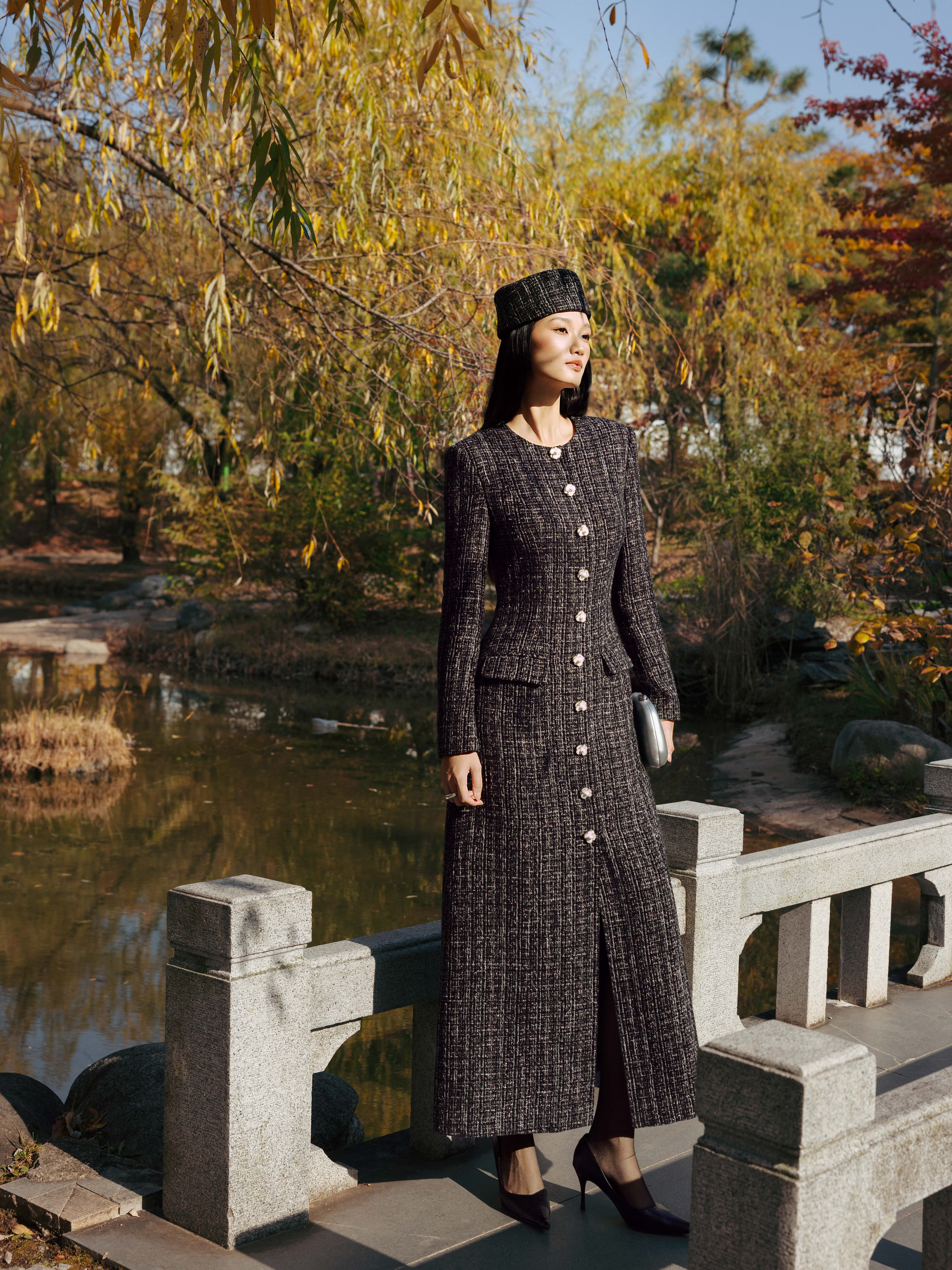 Váy tweed basic dáng dài