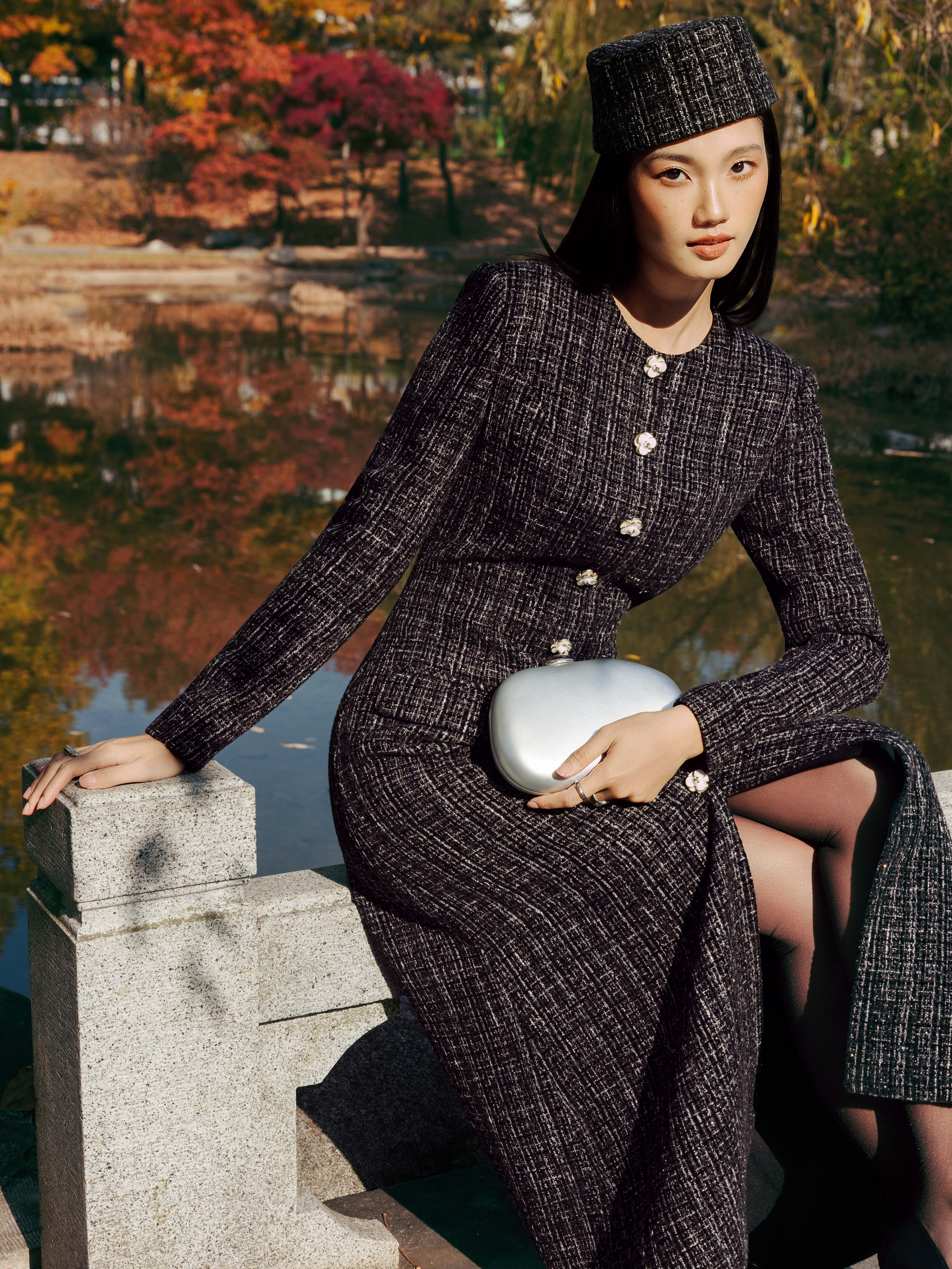 Váy tweed basic dáng dài