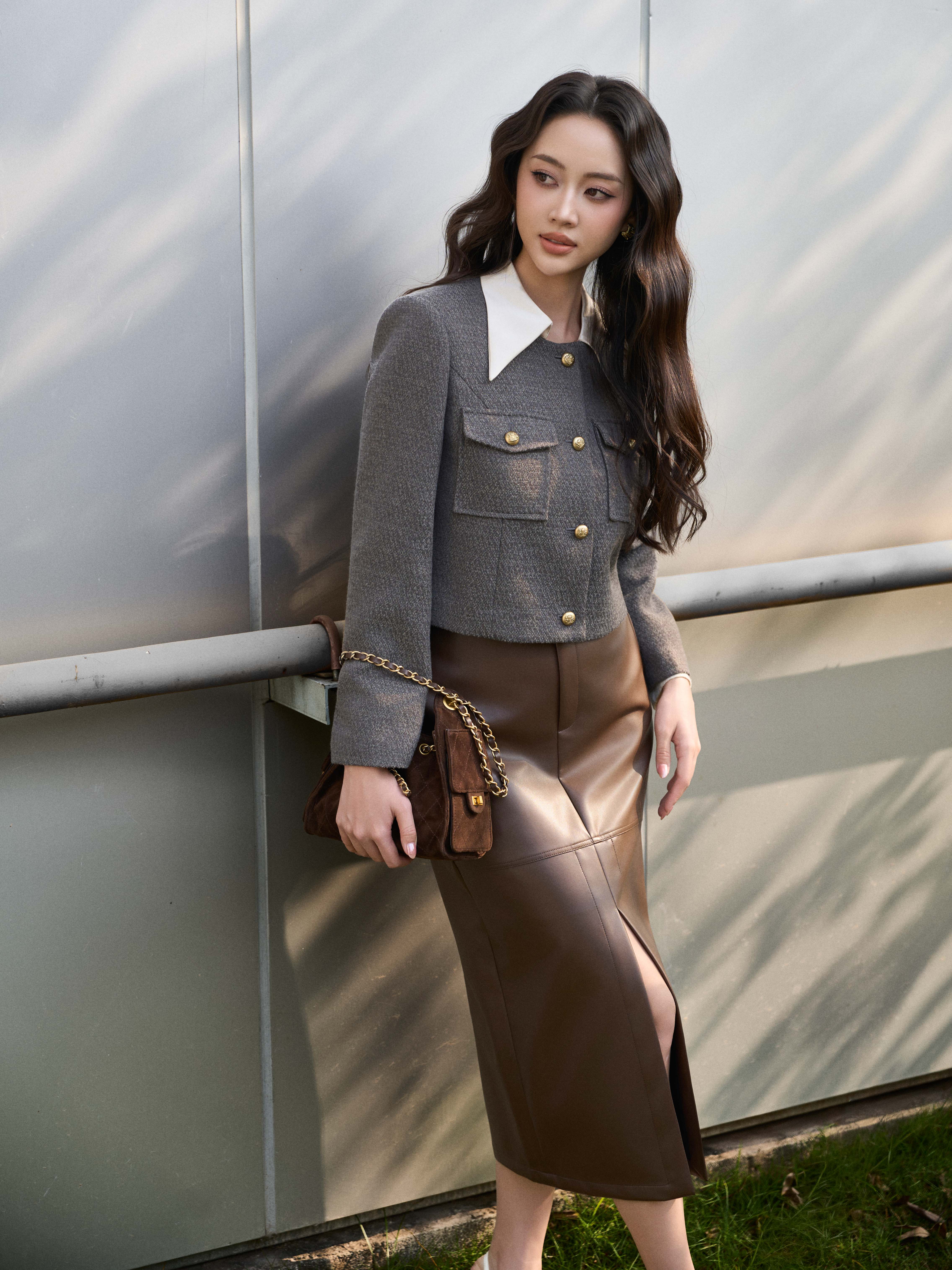 Áo vest cổ tròn 2 túi ngực