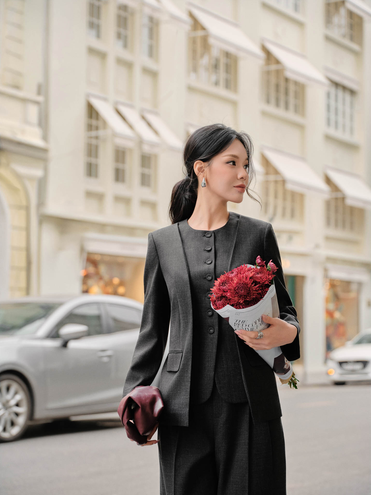 Áo vest cổ tròn 2 vạt rời