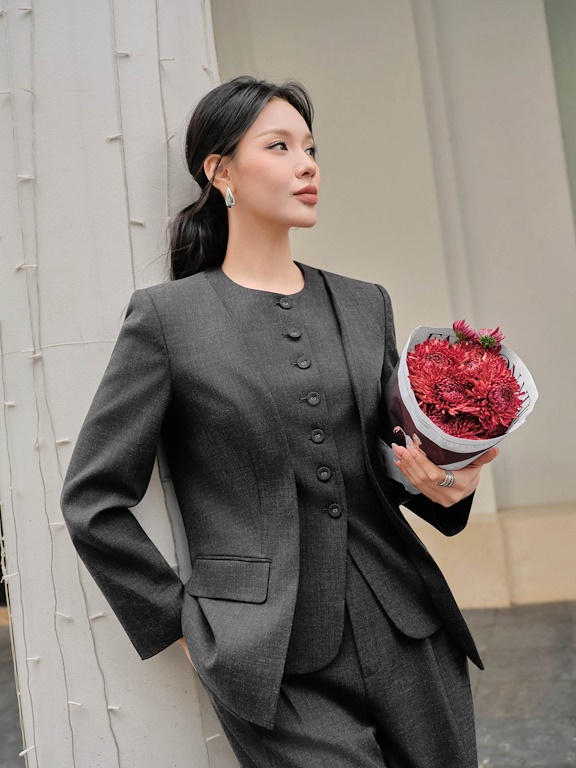 Áo vest cổ tròn 2 vạt rời