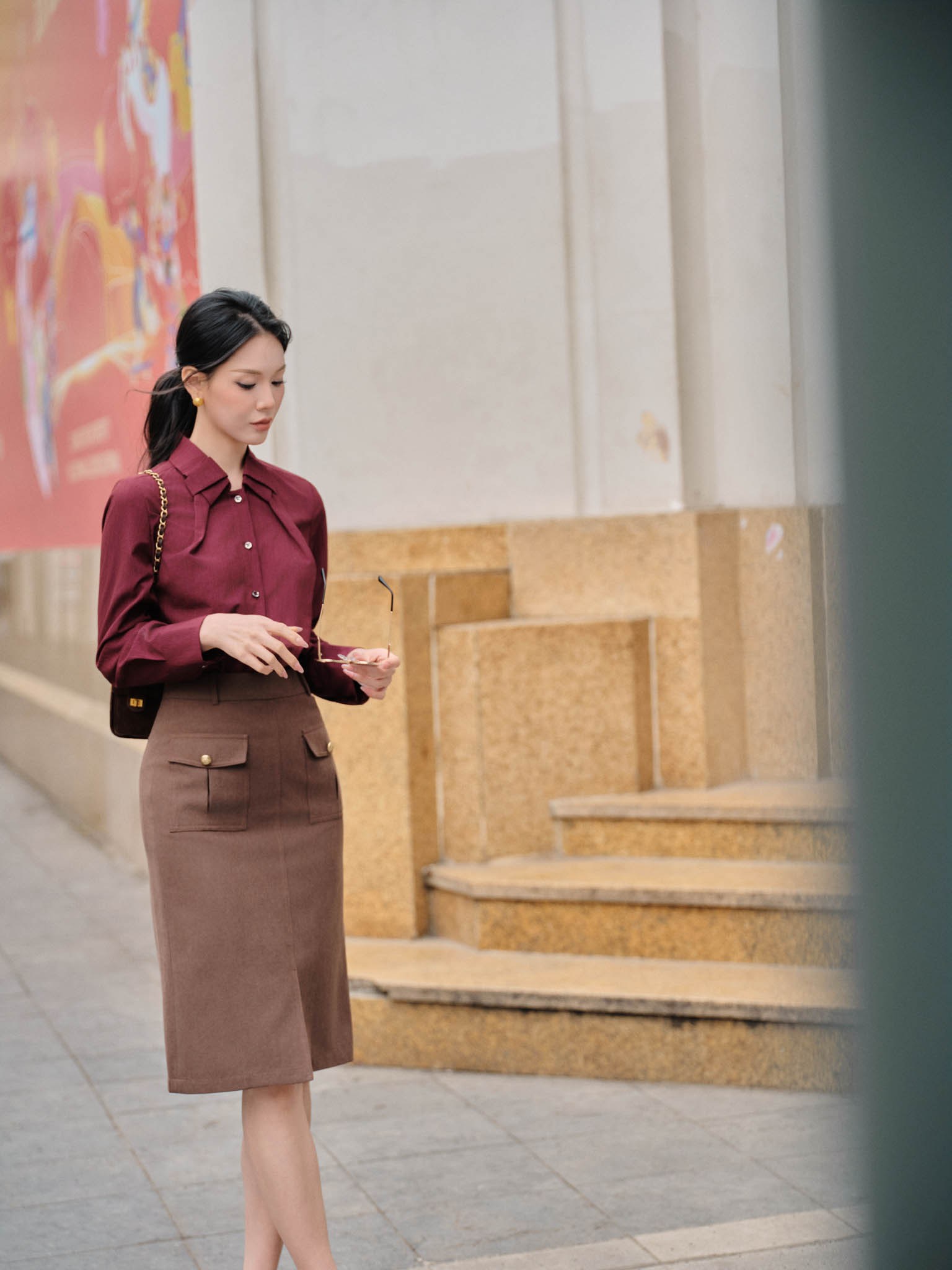 Áo sơ mi cổ cách điệu