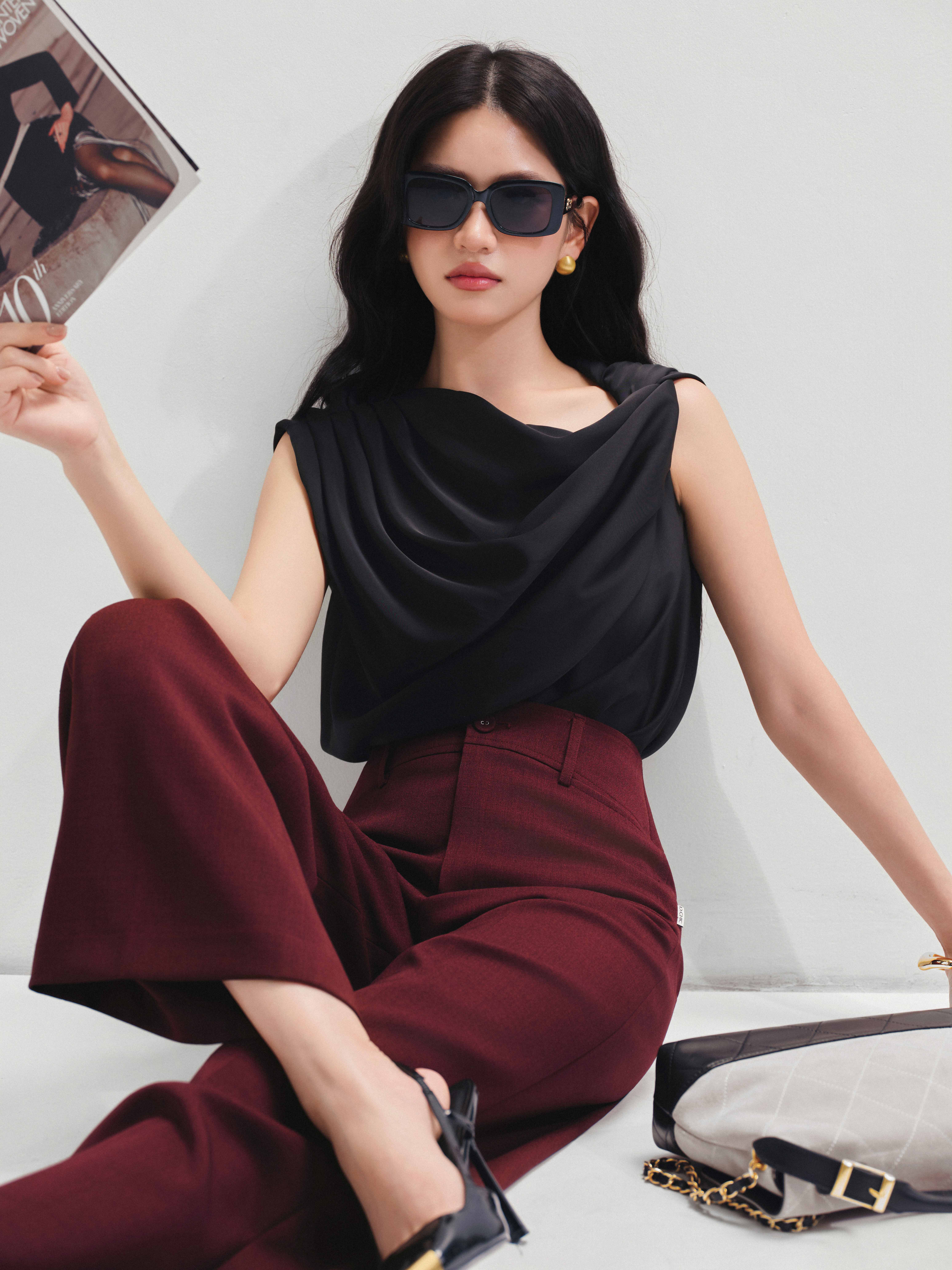 Quần suông cạp bản to