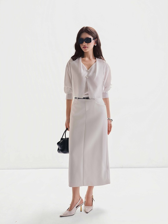 Chân váy midi ôm cạp cách điệu