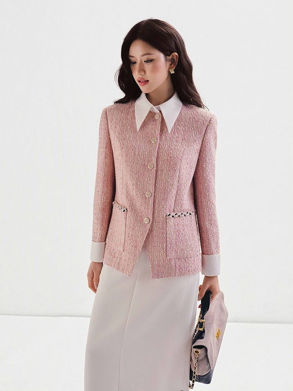 Áo vest dạ tweed phối cổ và tay