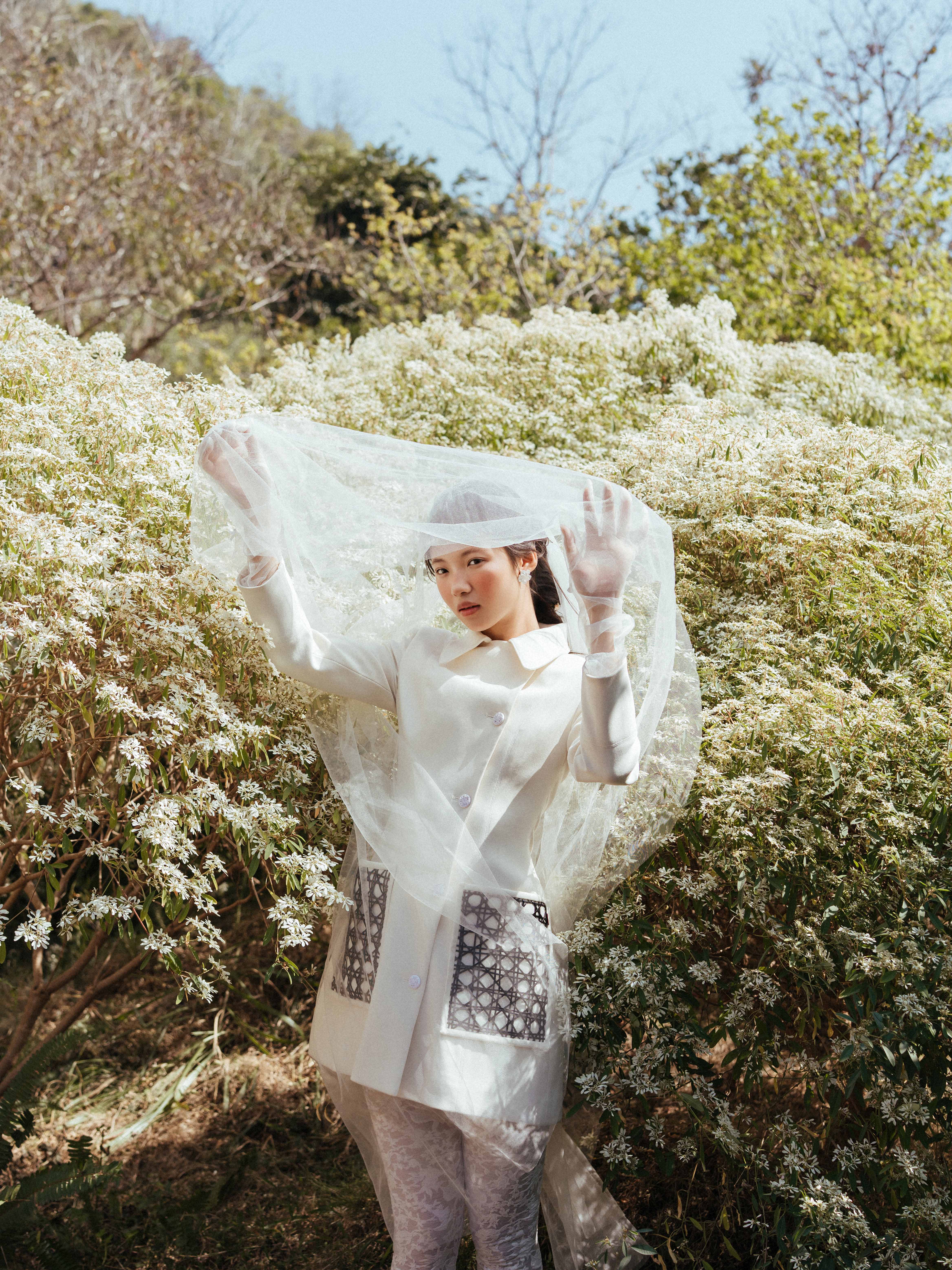 Váy cổ bẻ cài cúc lệch túi phối da