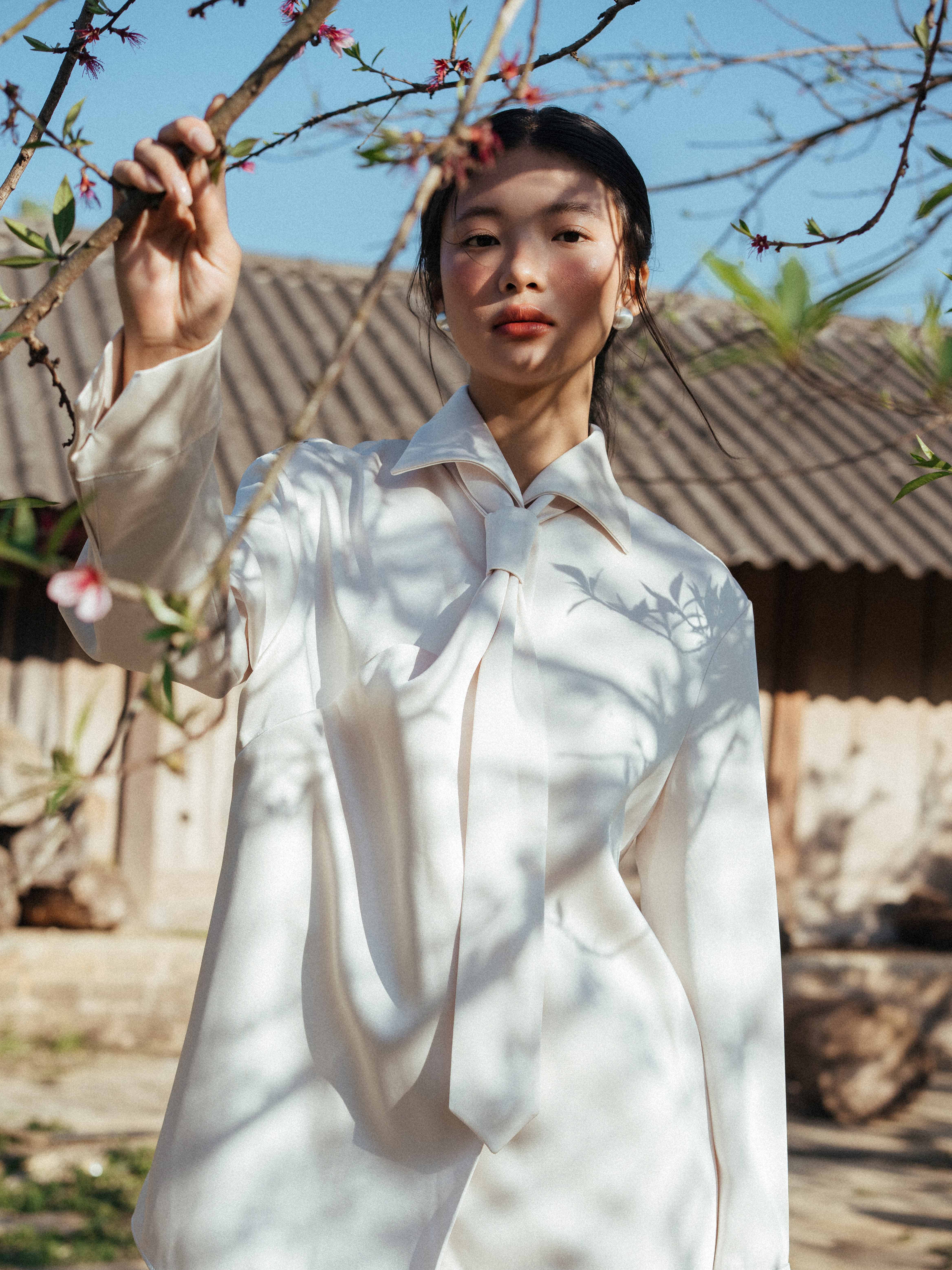 Áo sơ mi suông vạt chéo cavat