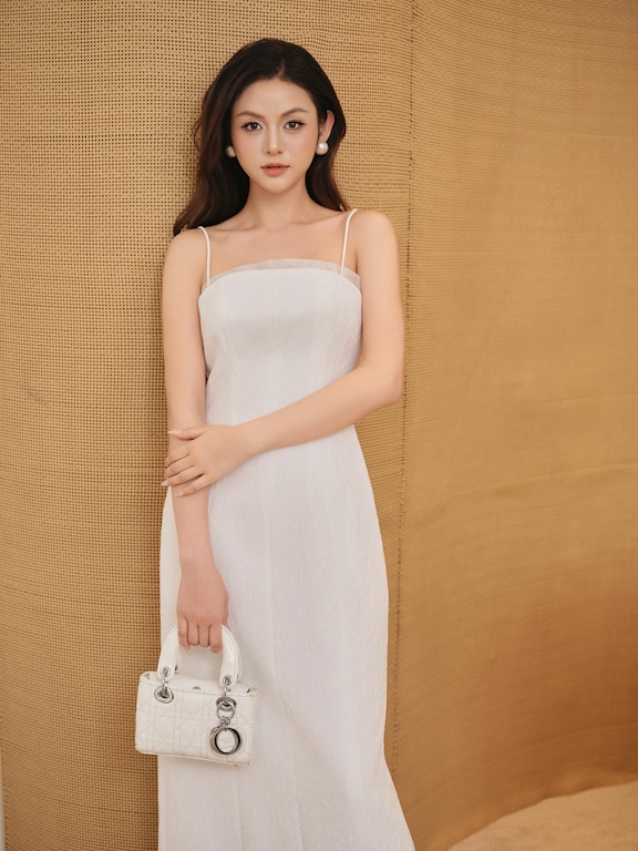 Váy 2 dây dáng dài basic ngực phối